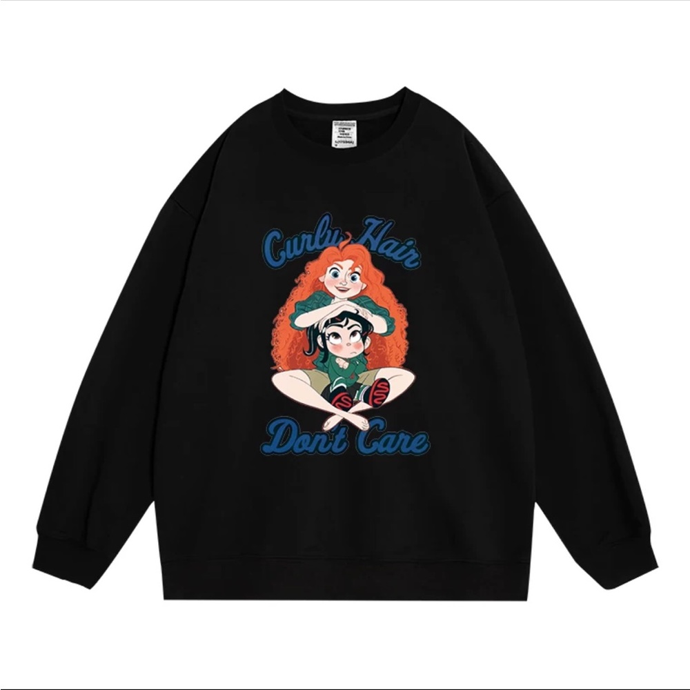 Fleece lined sweatshirt ‘curly hair don’t care’